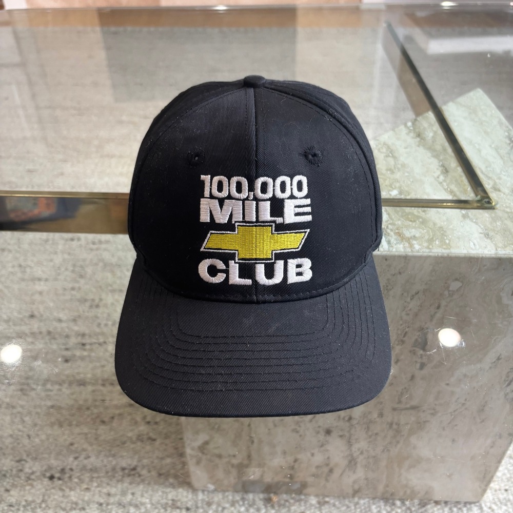 Chevrolet Hat Mens OSFA Black Used 100,000 Mile Club Snapback Cap